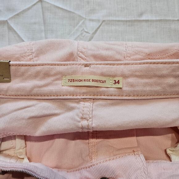 Levi's Women's 725 High Rise Corduroy Bootcut Pants Pink 18 Short 34x30 - Picture 3 of 9
